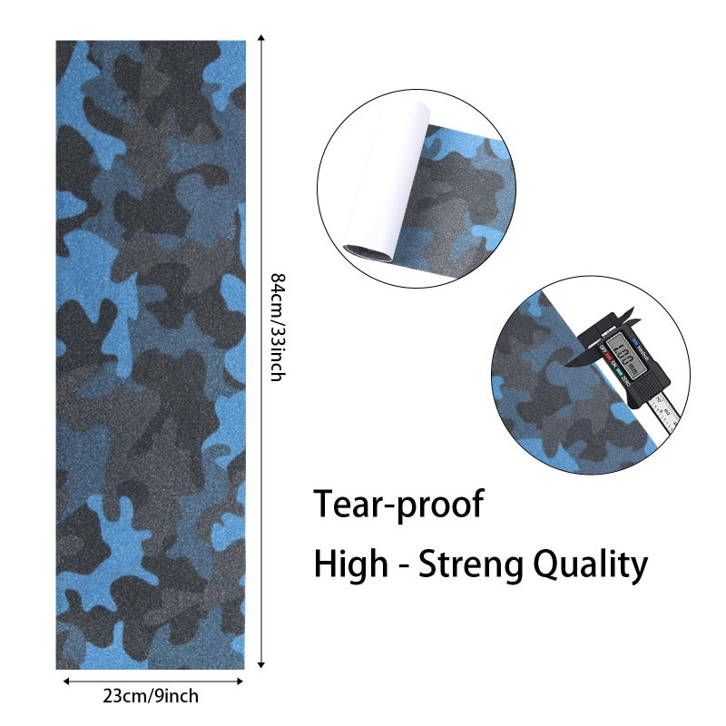 ZUEXT 9" x 33" Camo Skateboard Grip Tape Sheets 2 Pack, Bubble Free Waterproof Green Camouflage Scooter Grip Tape, Longboard Griptape, Sandpaper for Rollerboard Stairs Pedal Wheelchair Steps(84x23cm) - Image 2